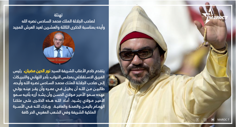 نور الدين مضيان يهنئ صاحب الجلالة الملك محمد السادس